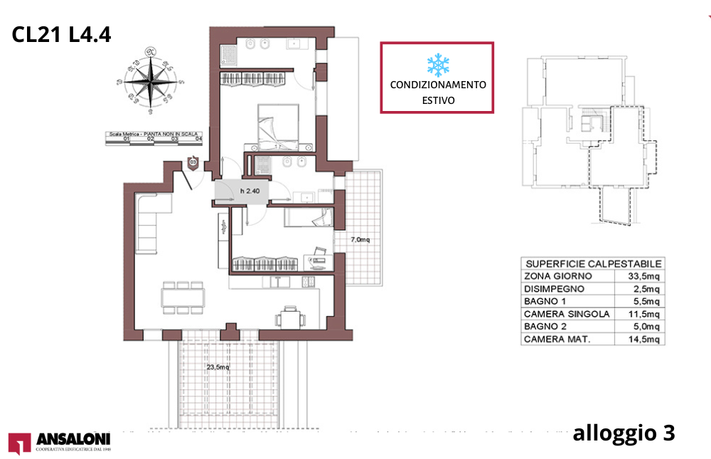 Calderara di Reno appartamento 3 – Lotto 4.4 -Via della Mimosa – CL 21