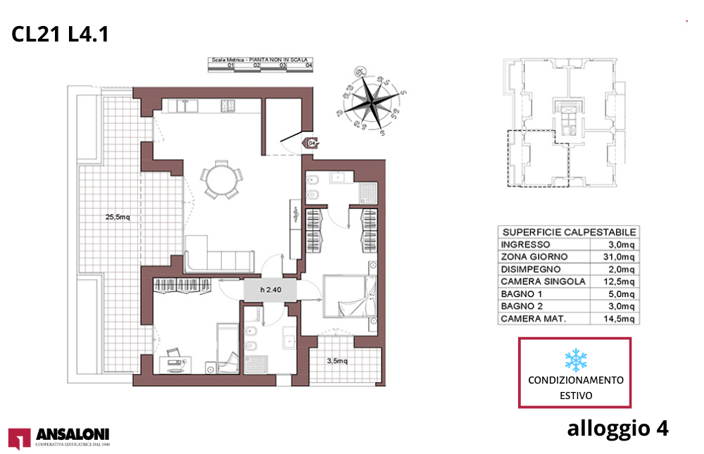 Calderara di Reno appartamento 4 – Lotto 4.1 -Via della Mimosa – CL 21