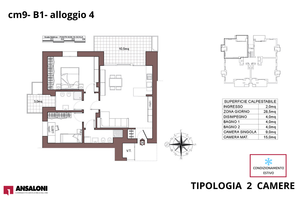 Castel Maggiore  –  appartamento 4 –  2 CAMERE – B1  –  CAMPI DA TENNIS – CM9